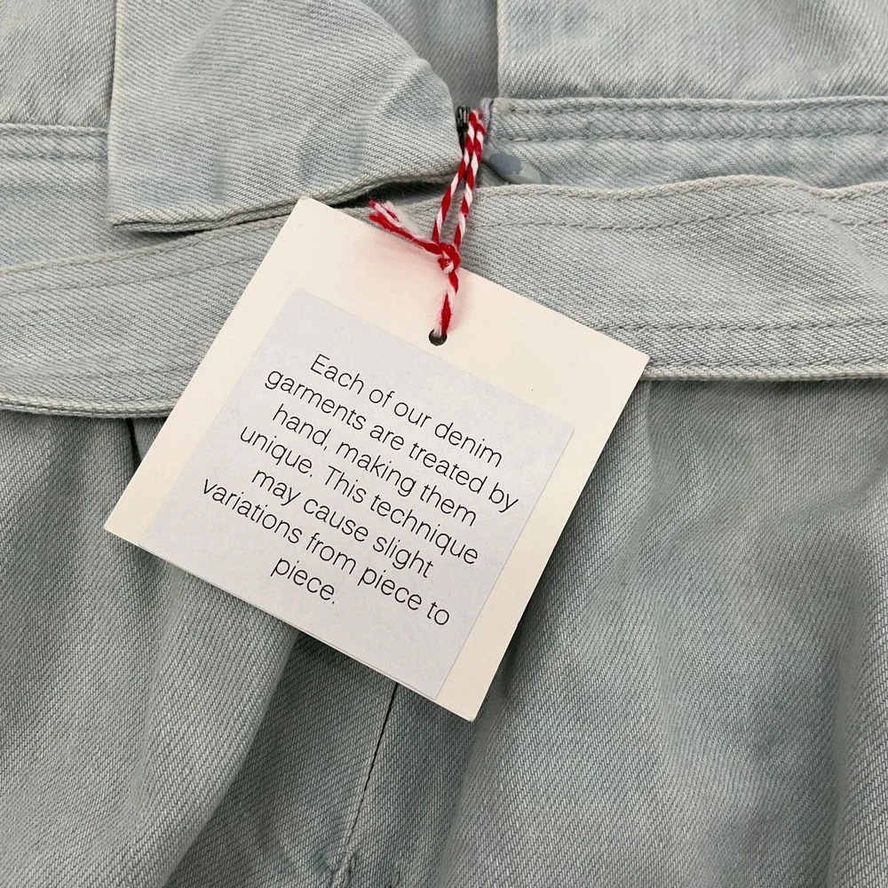 Rachel Antonoff Denim Maxi Skirt Sz 8 Foldover Tie Waist Y2K Pockets Cottagecore